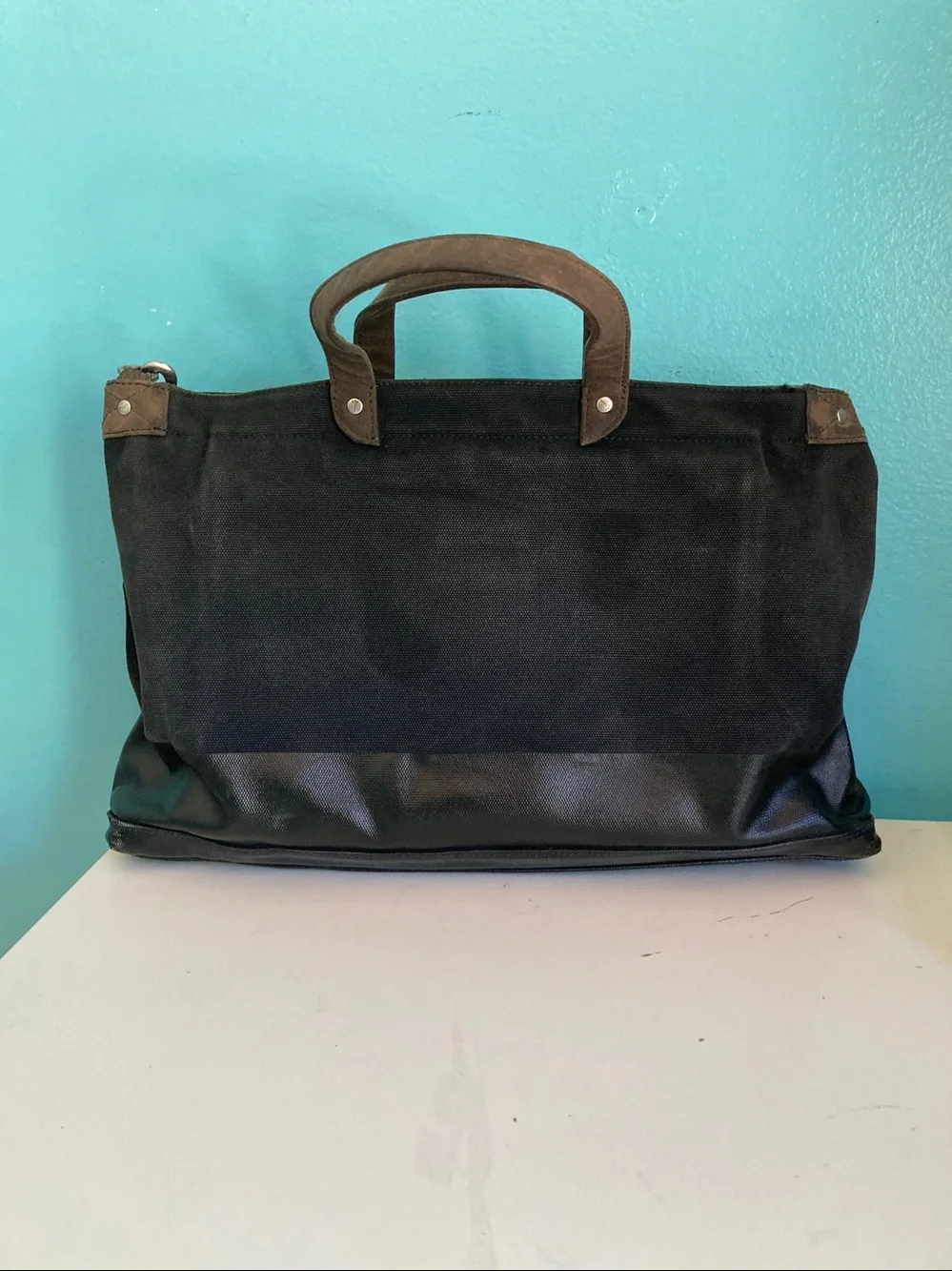 Jack Spade Warren Street Canvas Briefcase Messenger Bag Black Laptop